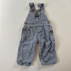 70s Kids Baby Infant Vintage Oshkosh B’Gosh Hickory Stripe Long Overalls 9m