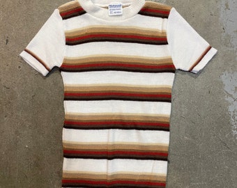 Maglione in acrilico con bordo per bambini anni '70/'80 lavorato a maglia 4-5 anni