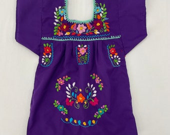 Robe mexicaine vintage brodée à la main pour enfants 1-2T