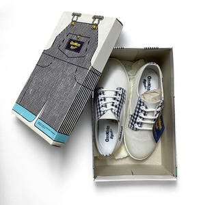 1994 90s Kids Toddler Vintage Oshkosh Bgosh Deadstock New with Box Canvas Gingham Check Sneaker Shoes / 4T 5T 6T