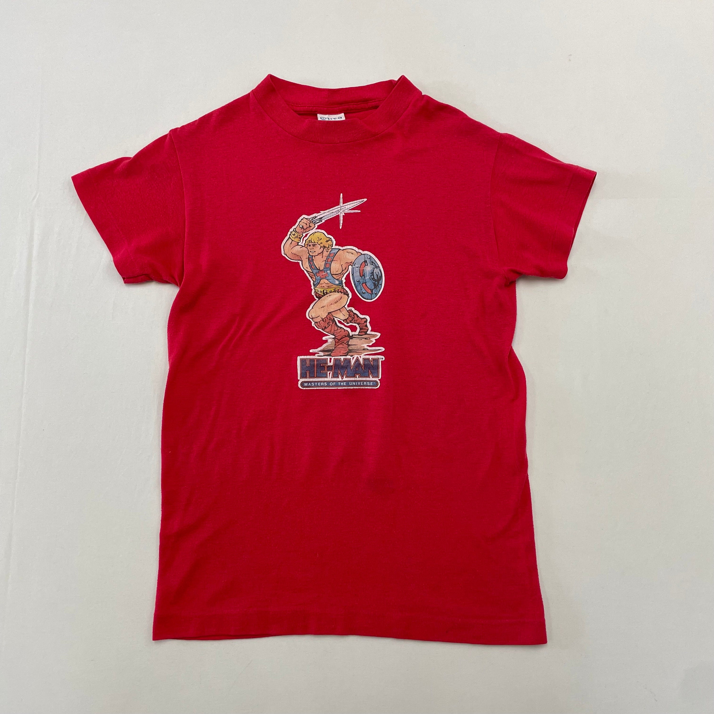 Vintage 80s He-man T-shirt: Masters of the Universe, Youth L, Red