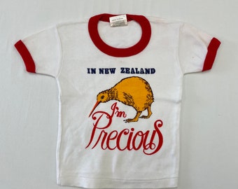 80s Kids Vintage New Zealand Souvenir Ringer Tshirt 1-2y