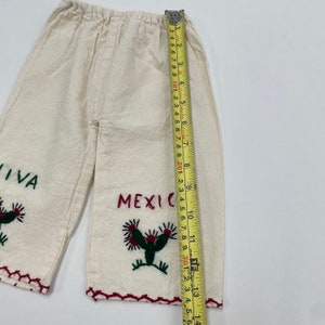 Vintage Hand bestickt Viva Mexico Baumwolle Hose 1-2J Bild 6