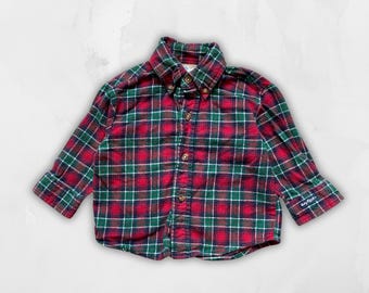 Vintage Oshkosh Bgosh Plaid Flannel Shirt, 90s Baby Toddler