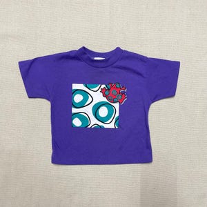 Maglietta a maniche corte con stampa artistica vintage Carter's Red Frog, anni '90, per bambini, con punto singolo, viola, per bambini piccoli / 9 m 12 m 18 m