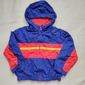 Vintage 90s Full Zip Windbreaker Kids Fits 4-6Y Lightweight Jacket Tag 6