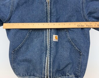 Kids Vintage Faded Denim Carhartt Active Lined Plaid Fleece