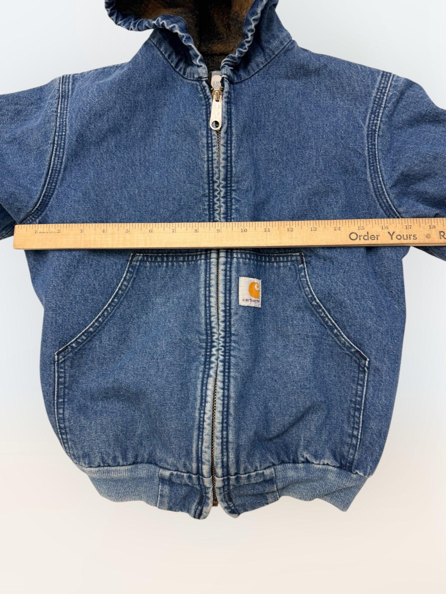 Kids Vintage Faded Denim Carhartt Active Lined Plaid Fleece