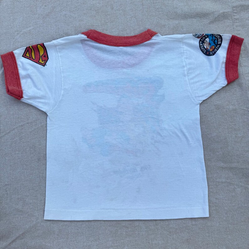 80s Kids Toddler Vintage Ringer Superman Special 50Th Birthday Design Short Sleeve White T-Shirt 3Y 4Y 5Y