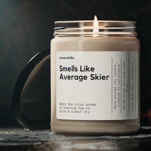 Smells Like Average Skier Soy Wax Candle, Funny Skiing Gift, Gift For Skier, Skiing Room Decoration, Skiing Gift, Eco Friendly 9oz. Candle