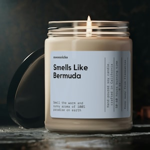 Smells Like Bermuda Soy Wax Candle, Bermuda Vacation Souvenir, Bermuda Lover Gift, Bermuda Decoration, Eco Friendly 9oz. Candle Gift