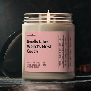 Smells Like World&#39;s Best Coach Soy Wax Candle, Gift For Coach, Sports Team Coach Gift, Coach Candle, Funny Coach, Eco Friendly 9oz Candle