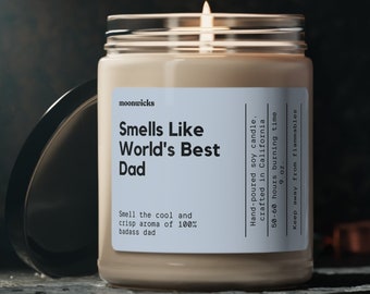 Ruikt naar 's werelds beste vader Soy Wax Candle, Cadeau voor papa, Vaderdagcadeau, Funny Dad Candle, Dad Gift Candle, Eco Friendly 9oz. Kaars