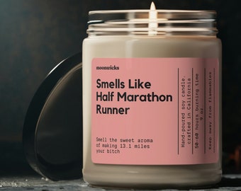 Smells Like Half Marathon Runner Soy Wax Candle, Gift For Half Marathon, Half Marathon Candle, Eco Friendly 9oz. Half Marathon Candle Gift