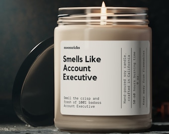 Smells Like Account Executive Soy Wax Candle, Account Executive Gift, Gift For Sales Job, Sales Promotion Gift, AE Promotion, 9oz. Candle