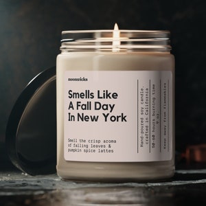 Smells Like A Fall Day In New York Soy Wax Candle, New York Decoration, Fall Candle, Autumn Decoration, Candle For Fall, 9oz. Candle Gift