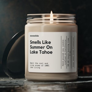 Smells Like Summer On Lake Tahoe Soy Wax Candle, Lake Tahoe California Decoration, Lake Tahoe Gift, Lake Tahoe Art, Eco Friendly 9oz. Candle