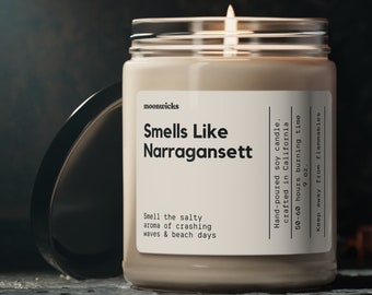 Smells Like Narragansett Rhode Island Soy Wax Candle, Narragansett Rhode Island Gift, Narragansett Decoration, Eco Friendly 9oz. Candle Gift