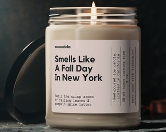 Ça sent comme une journée d’automne à New York Bougie de cire de soja, décoration de New York, bougie d’automne, décoration d’automne, bougie pour l’automne, 9oz. Cadeau de bougie