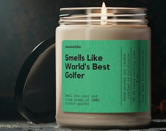 Smells Like World's Best Golfer Soy Wax Candle, Gift For Golfer, Funny Golfing Gift, Golf Candle Gift, Eco Friendly 9oz. Golfing Candle Gift