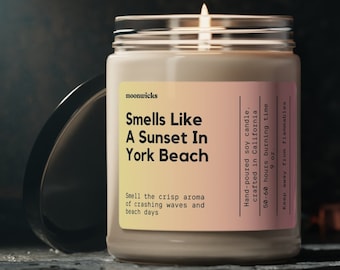 Smells Like A Sunset In York Beach Maine Soy Wax Candle, York Beach Gift, York Maine Candle Decoration, Maine Gift, Eco Friendly 9oz. Candle