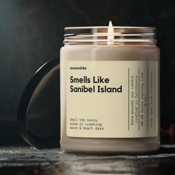 Smells Like Sanibel Island Florida Soy Wax Candle, Sanibel Island Gift, Florida Candle, Sanibel Island Decoration, Eco Friendly 9oz. Candle