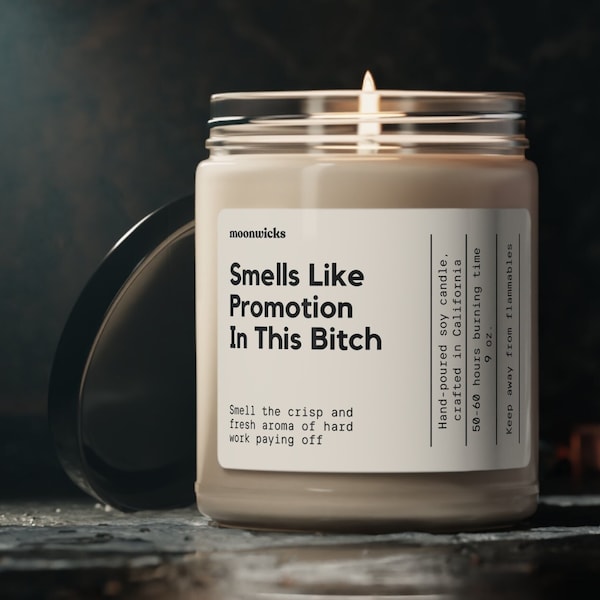 Smells Like Promotion In This Bitch Soy Wax Candle, Funny Promotion Gift, Gift For Promotion, Work Promotion Gift, Eco Friendly 9oz. Candle