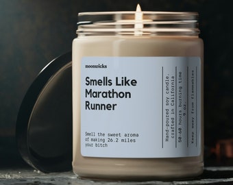 Smells Like Marathon Runner Soy Wax Candle, Gift For Marathon Runner, Marathon Gift, Marathon Decoration Candle, Eco Friendly 9oz. Candle