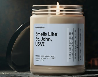 Smells Like St. John USVI Soy Wax Candle, St. John USVI Candle Decoration, St. John Vacation Souvenir, St. John USVI, 9oz. Candle Decoration