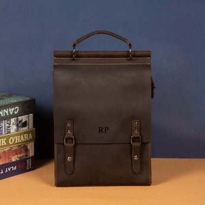 Unisex Genuine Leather Backpack, Mini Laptop Backpack For Women, Minimalist Leather Backpack, Custom Bag for Men Women, School Backpack