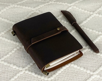 Personalized Refillable Travel Leather Journal, Genuine Leather Journal, Antique Notebook Cover, Rustic Leather Diary Graduation Gift