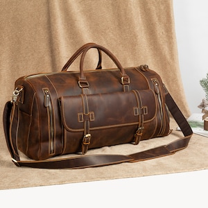 Personalized Leather Gym Bag, Weekender Bag, Leather Duffle Bag, Large Travel Bag, Personalized Outdoor Bag, Holiday Bag, Groomsmen Gift Bag