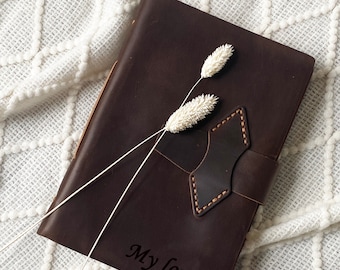 Large Leather Notebook Journal, Personalized Leather Notebook, Travelers Journal Diary For Men Women, Gift For Her Teacher