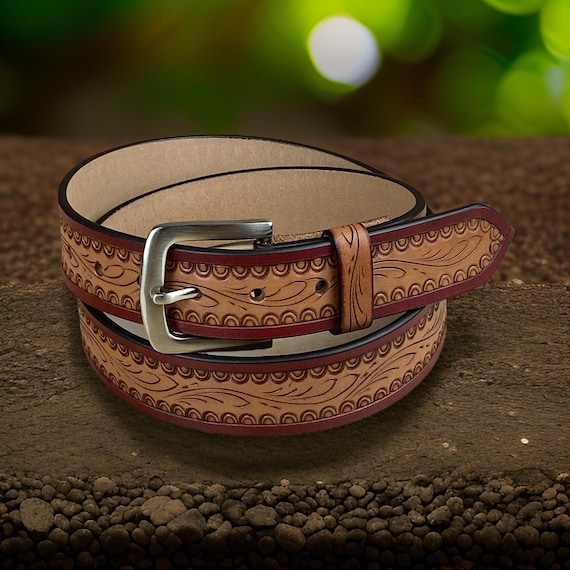 Women Belt Genuine Leather Western Carved Embossed Tooled  display picture 1