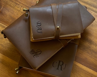 Leren notitieboek, gepersonaliseerd echt lederen dagboek, op maat gegraveerd cadeau voor dames en heren handgeschept papier, reisdagboek, verjaardagscadeau