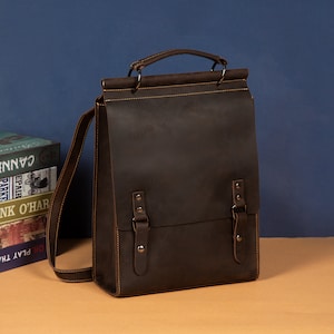 Unisex Genuine Leather Backpack, Mini Laptop Backpack For Women, Minimalist Leather Backpack, Custom Bag for Men Women, School Backpack