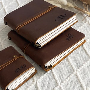 Personalized Refillable Leather Notebook, A6 A5 Leather Notepad, Daily Notebook with Card Holder, Personalized Notebook for Women Men image 5