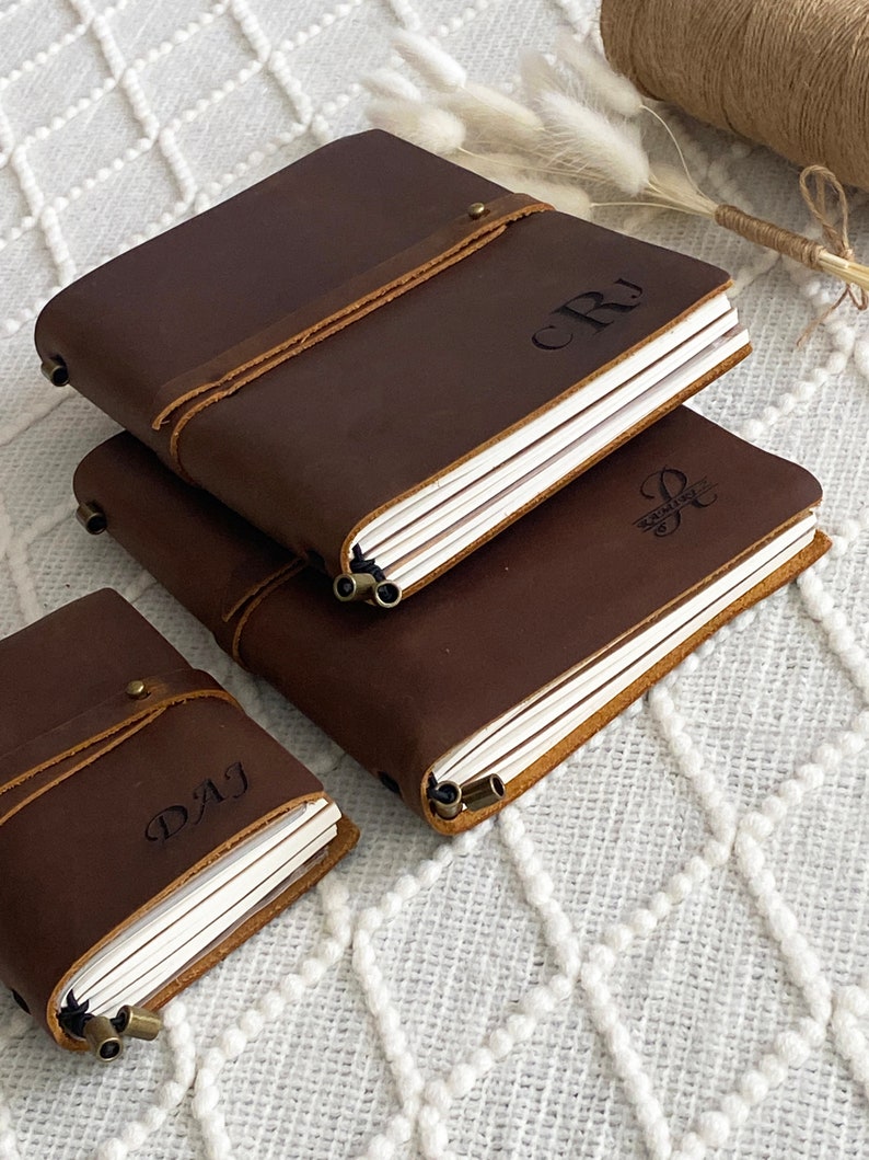 Personalized Refillable Leather Notebook, A6 A5 Leather Notepad, Daily Notebook with Card Holder, Personalized Notebook for Women Men Bild 5