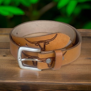 Genuine Leather Cowboy Belt Tooled Western Floral Engraved Leather Belt 100% Genuine Full Grain Cowhide Engraved Personalized Handmade