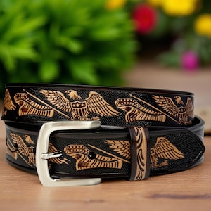 Handmade Men's Western Belt Genuine Full Grain Leather Heavy Duty Without Buckle