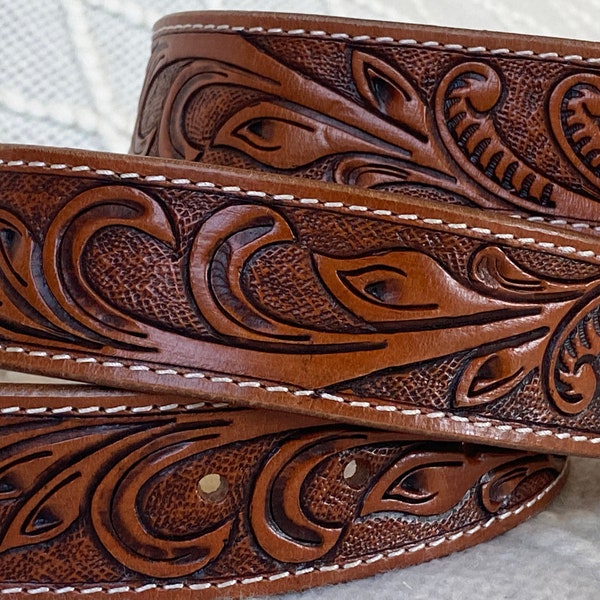 Handmade Men's Western Belt Genuine Full Grain Leather Heavy Duty Without Buckle