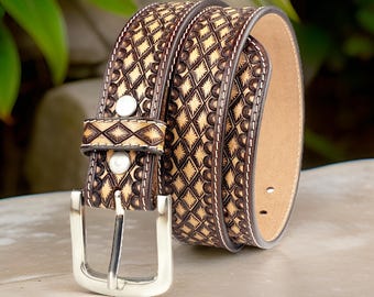 Personalized Genuine Leather Belt, Father's Day Gift, Custom Engraved Mens Belt, Anniversary Gifts for Husband, Gifts for Him