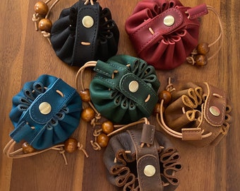Leather Coin Bag Pouch, Dice Case Drawstring Bag Coin Purse Pouch Change Holder, Dices Case, Earphone Case Jewelry Pouch, Medicine Bag