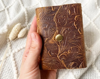 Personalized Mini Leather Notebook, Small Leather Notepad, Daily Personalized Notebook for Women Men