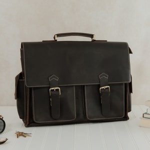 Maletín de cuero personalizado para computadora portátil para hombres, bolso de cuero para hombres, bolso de cuero de grano completo para computadora portátil, bolso bandolera de cuero para computadora