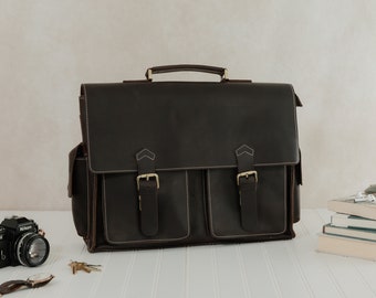 Vintage 80s / 90s Eddie Bauer Leather Brief Case / 1990s