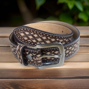 Tooled Leather Belt, Personalized Western Cowboy Belt - Etsy