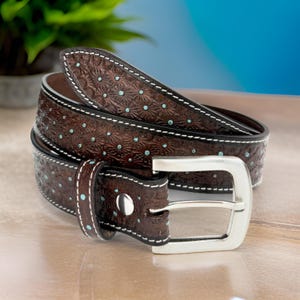 Handmade Men&#39;s Western Belt Genuine Full Grain Leather Heavy Duty Without Buckle
