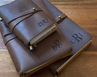 Leren notitieboek, gepersonaliseerd echt lederen dagboek, op maat gegraveerd cadeau voor dames en heren handgeschept papier, reisdagboek, verjaardagscadeau