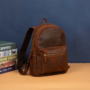 Unisex Genuine Leather Backpack, Mini Laptop Backpack For Women, Minimalist Leather Backpack, Leather Bag Women, Small School Backpack
